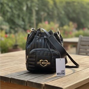 SOLD Love Moschino Black Quilted Bucket bag